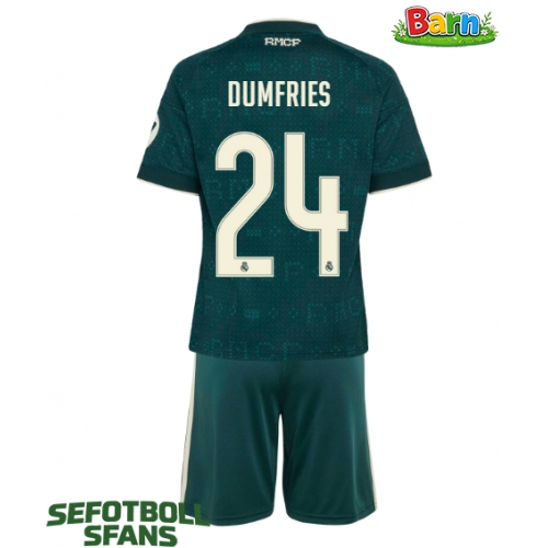 Real Madrid Denzel Dumfries #24 Bortaställ Barn 2026-27 Kortärmad (+ Korta byxor)